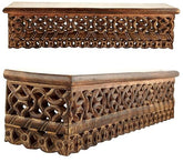 Hand Carved Wood Wall Decor Floating Shelf for Living Room Walnut Color